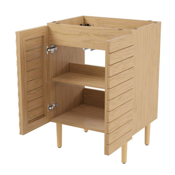 Aubert Thick Linear Slat Modern Farmhouse 2-Shelf Bath Vanity Cabinet Only (Sink Basin not Included)